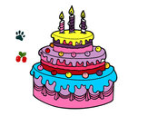 Desenho Torta de Aniversário pintado por dudaa
