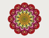 Desenho Mandala flor e folhas  pintado por janett