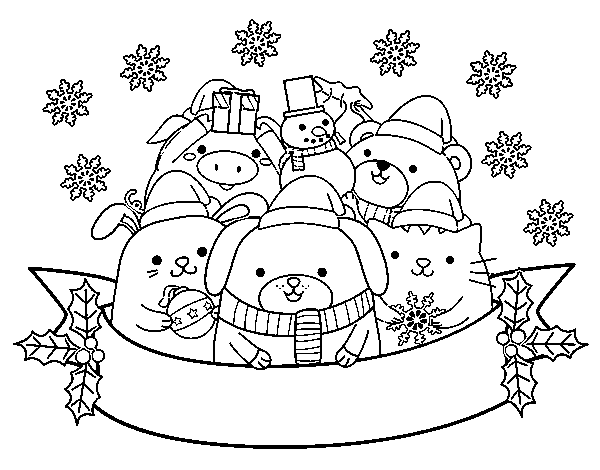 Desenho de Animais natalício para Colorir