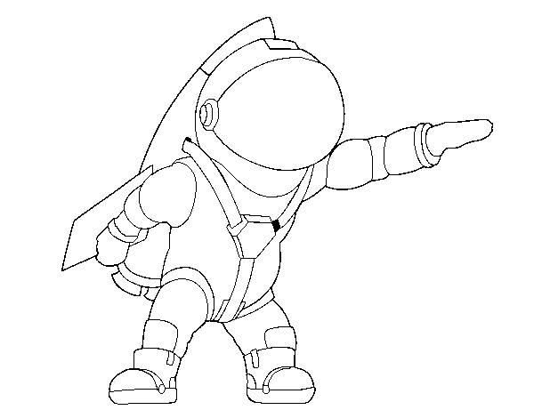 Desenho de Astronauta com foguete para Colorir