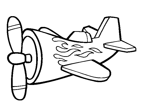 Desenho de Avião em chamas para Colorir