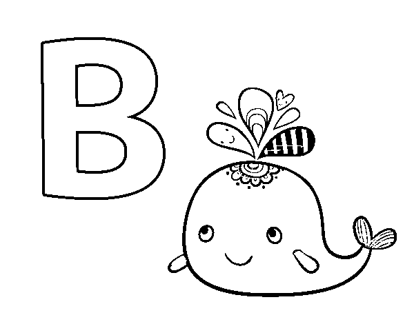 Desenho de B de Baleia para Colorir