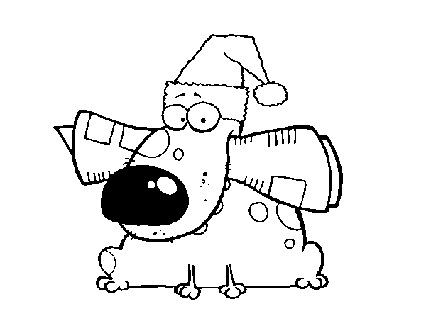 Desenho de Cão natalicio para Colorir