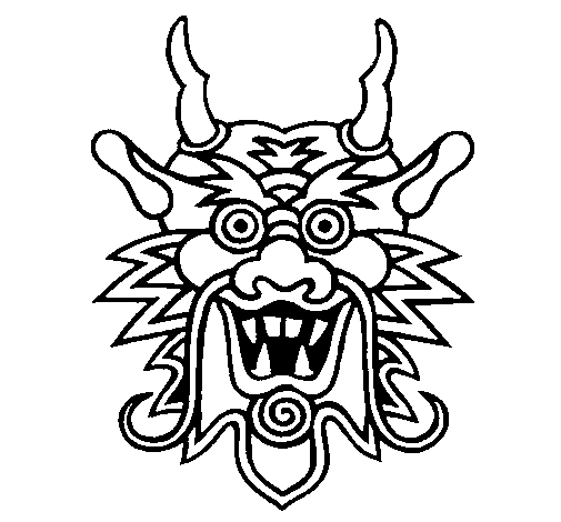 Desenho de Cara de dragão para Colorir