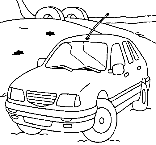 Desenho de Carro na estrada para Colorir
