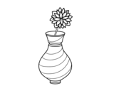 Desenho de Crisântemo em um vaso para colorear