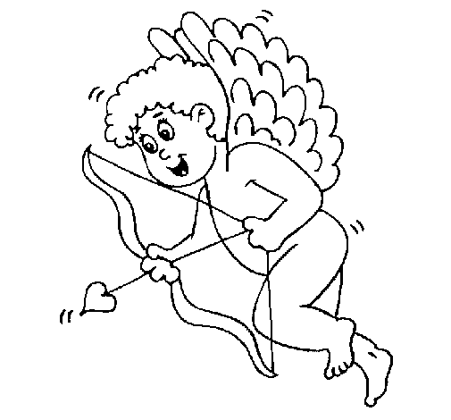 Desenho de Cupido com grandes asas para Colorir