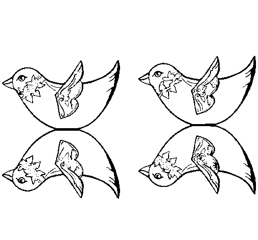 Desenho de Dois Pássaros para Colorir