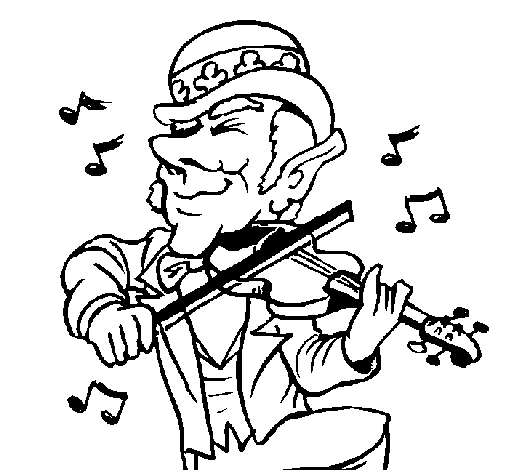 Desenho de Duende a tocar violino para Colorir
