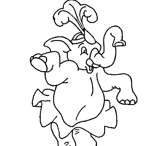 Desenho de Elefante a dançar para Colorir