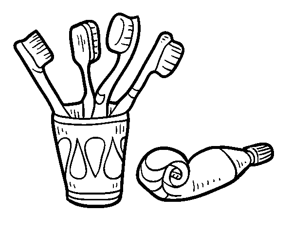 Desenho de Escovas e pasta de dentes para Colorir