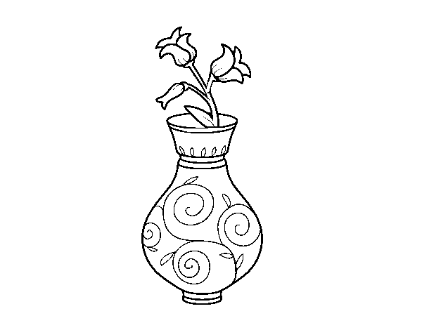 Desenho de Flor de convolvulus em um vaso para Colorir