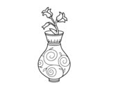 Desenho de Flor de convolvulus em um vaso para colorear