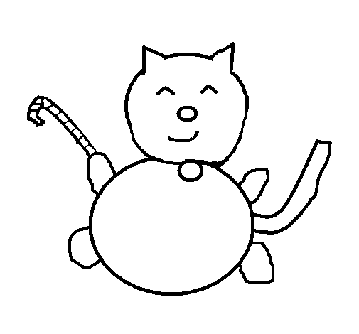 Desenho de Gatinho Feliz para Colorir