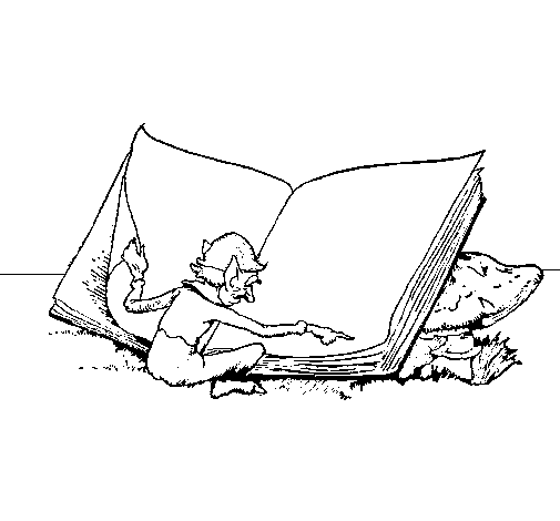 Desenho de Gnomo a ler para Colorir