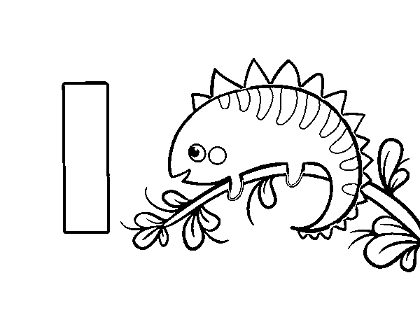 Desenho de I de Iguana para Colorir