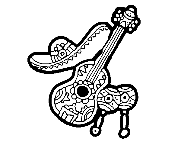 Desenho de Instrumentos mexicana para Colorir