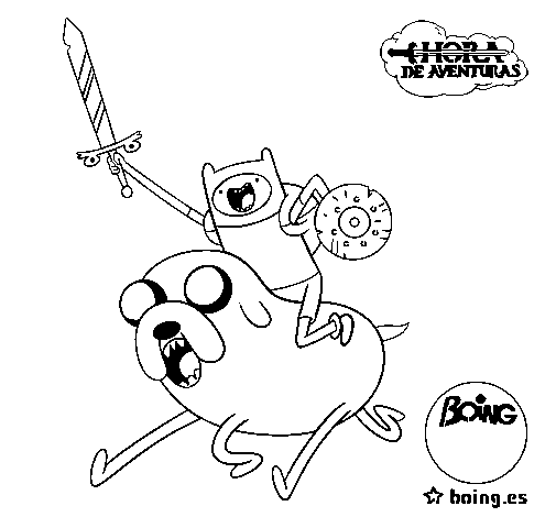 Desenho de Jake e Finn para atacar para Colorir