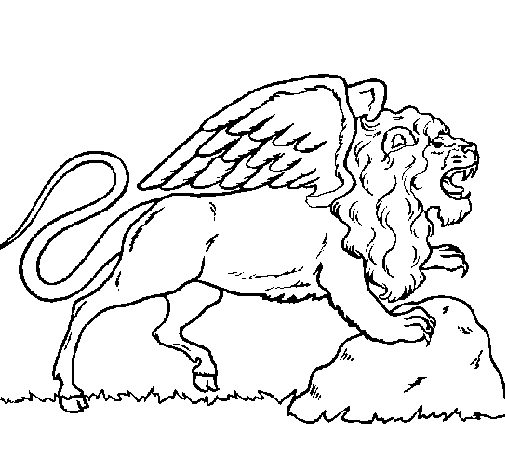Desenho de Leão alado para Colorir