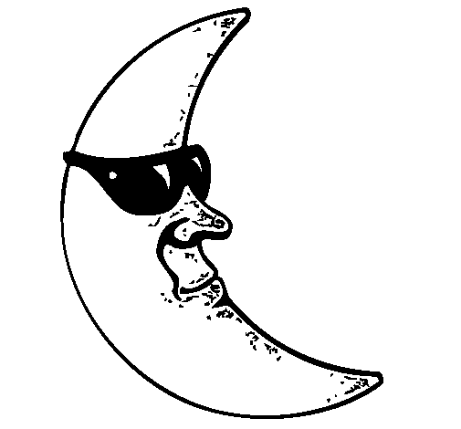 Desenho de Lua com óculos de sol para Colorir
