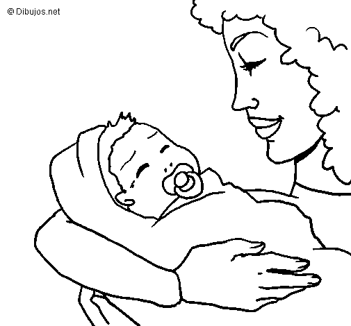 Desenho de Mãe e filho II para Colorir