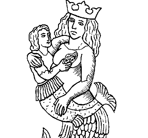Desenho de Mãe sereia para Colorir