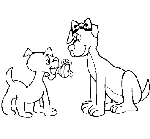 Desenho de Mamã cadela para Colorir