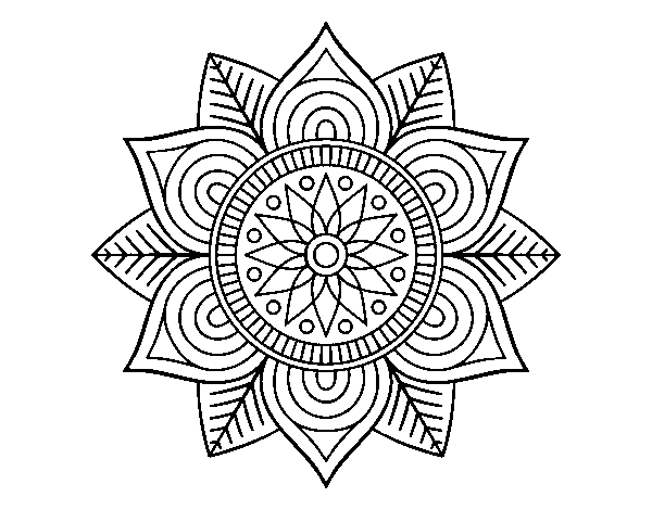 Desenho de Mandala da flor da estrela para Colorir