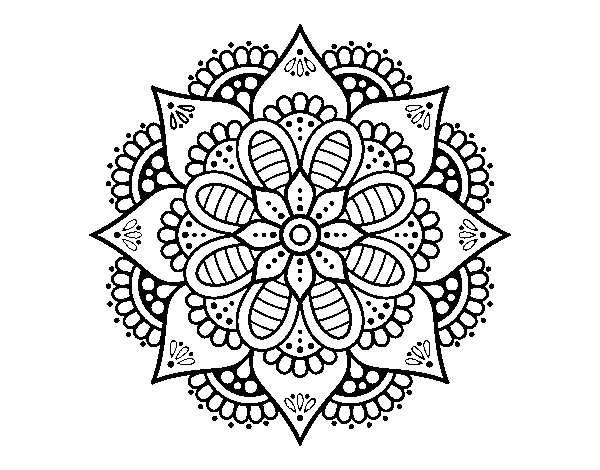 Desenho de Mandala de flor de primavera para Colorir