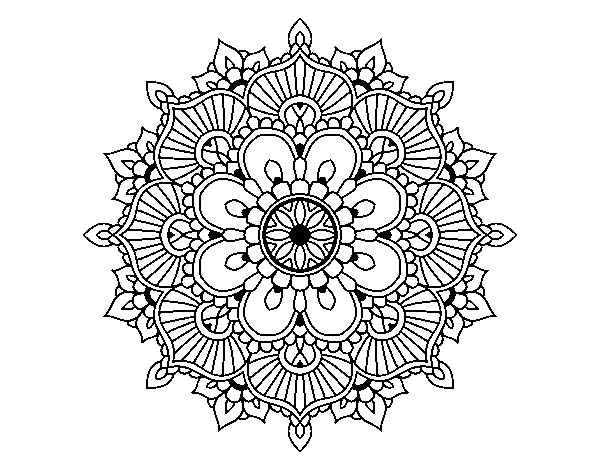 Desenho de Mandala flash floral para Colorir