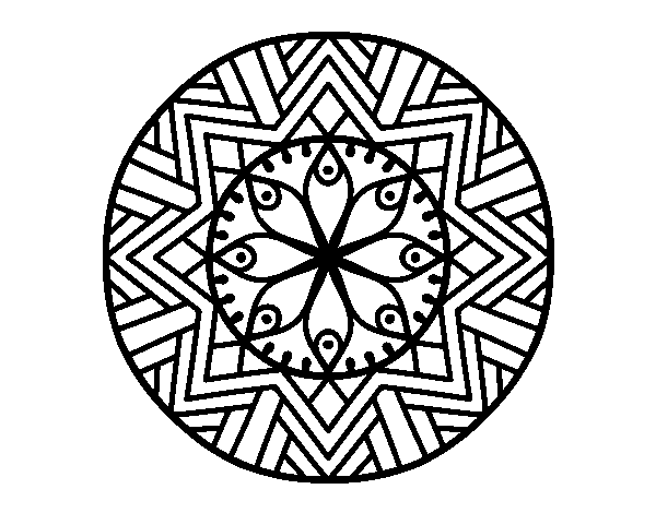Desenho de Mandala flor de bambu para Colorir