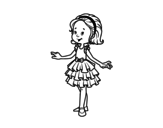 Desenho de Menina com vestido de baile para colorear