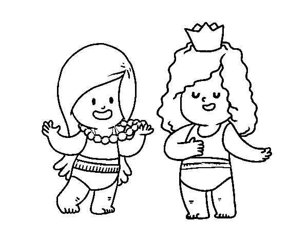 Desenho de Meninas que jogam para Colorir