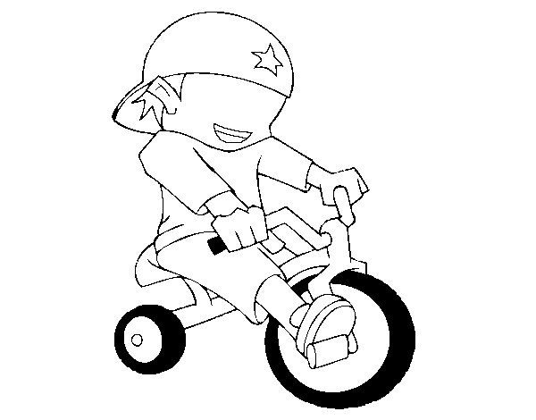 Desenho de Menino em triciclo para Colorir