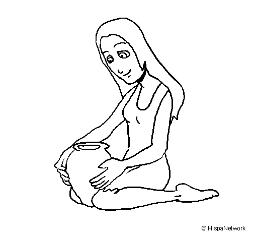 Desenho de Mulher e jarrão para Colorir