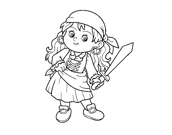 Desenho de O menina pirata para Colorir