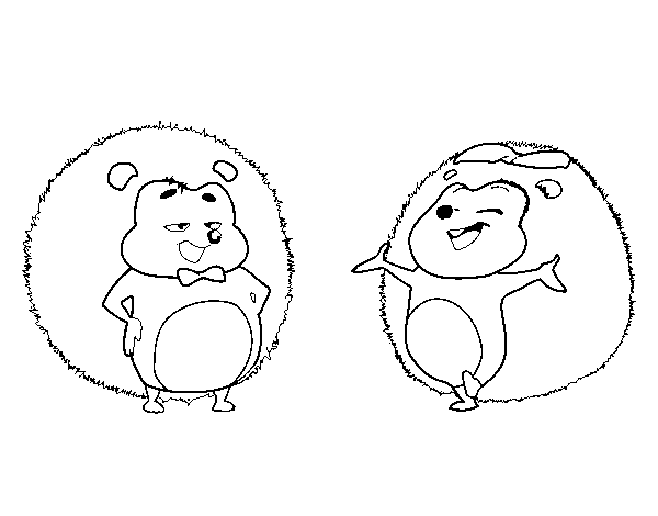 Desenho de Ouriços Heberto y Hazel para Colorir