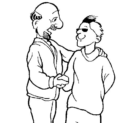 Desenho de Pai e filho apertam a mão para Colorir