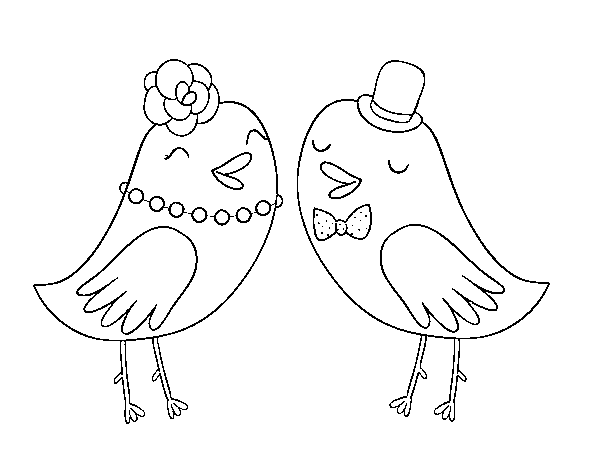 Desenho de Pássaros de casamento para Colorir