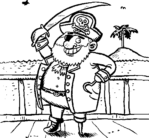 Desenho de Pirata a bordo para Colorir