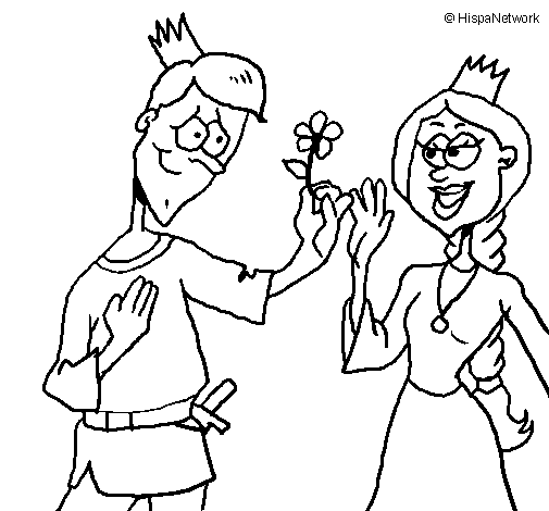 Desenho de Príncipe com uma flor para Colorir