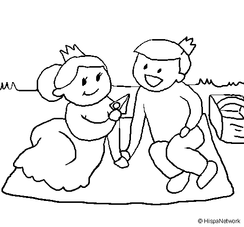 Desenho de Príncipes de picnic para Colorir