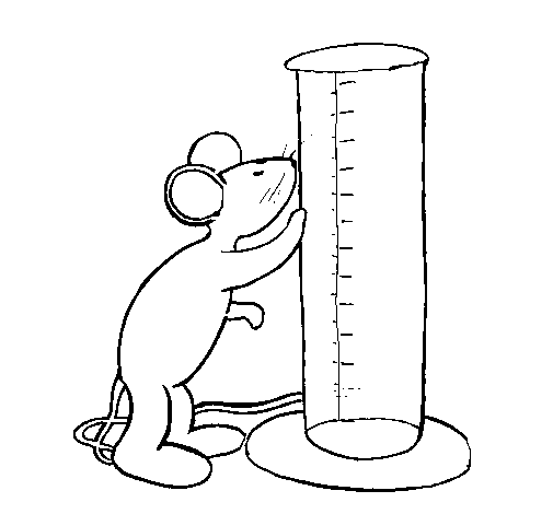 Desenho de Rato e proveta para Colorir