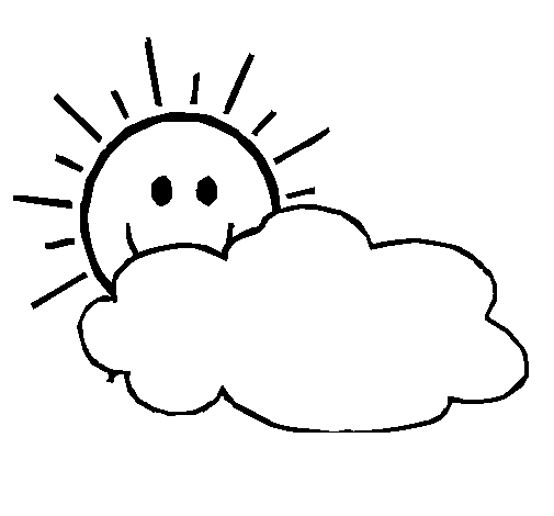 Desenho de Sol e nuvem para Colorir