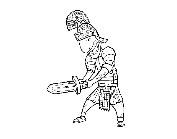 Desenho de Soldado romano com espada para Colorir