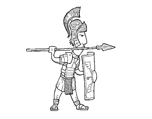 Desenho de Soldado romano em defesa para Colorir