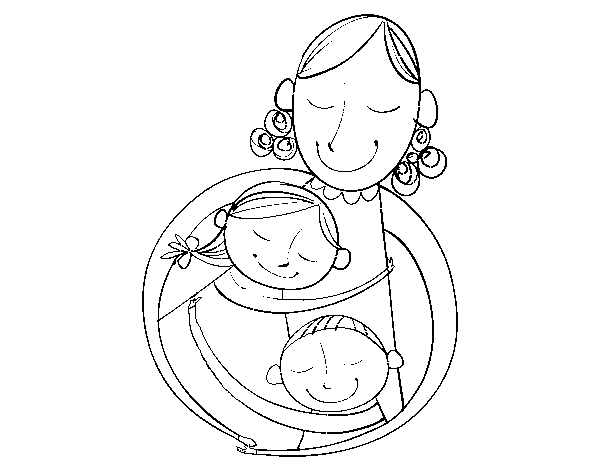Desenho de Um abraço para a mãe para Colorir