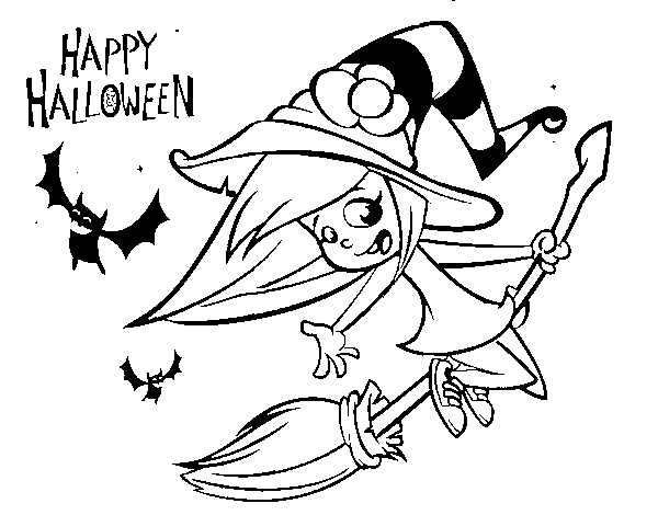 Desenho de Uma bruxa do Dia das bruxas para Colorir