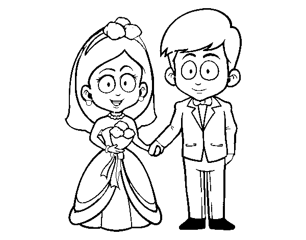 Desenho de A noiva eo noivo. para Colorir