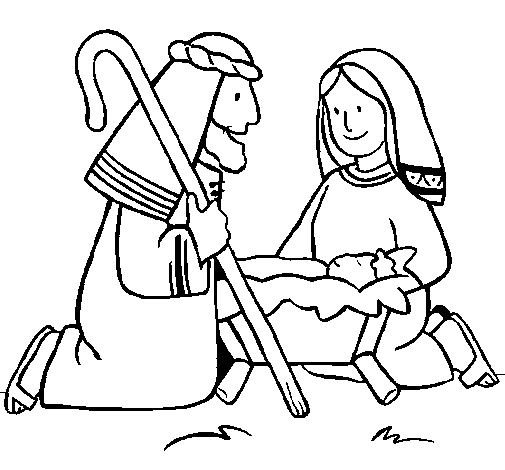 Desenho de Adoram o menino Jesús para Colorir